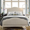 Abigail Bed Frame - King styled with blue and grey details. Styled view.