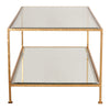 Anna Coffee Table Gold Leaf | Clear Glass. Left side view.