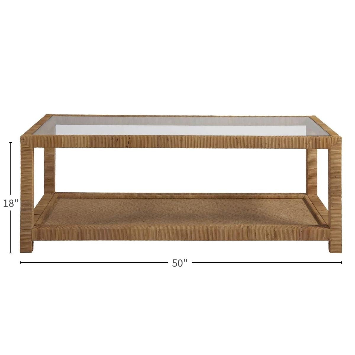 Ashley Coffee Table with dimensions. Dimension view.