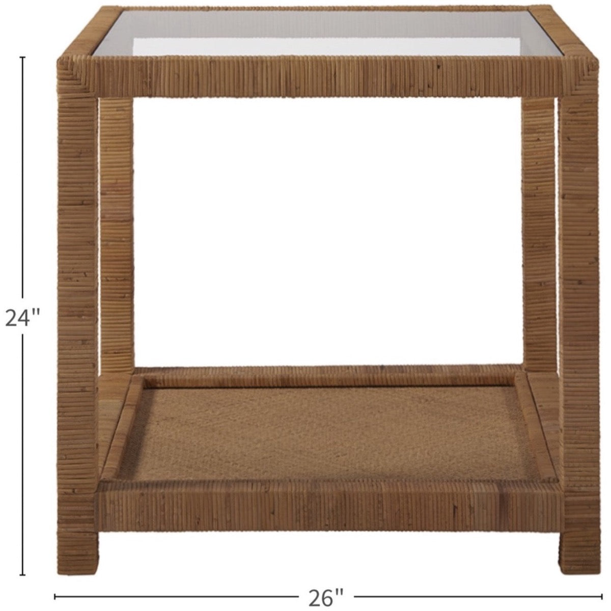 Ashley End Table with dimensions. Dimension view.