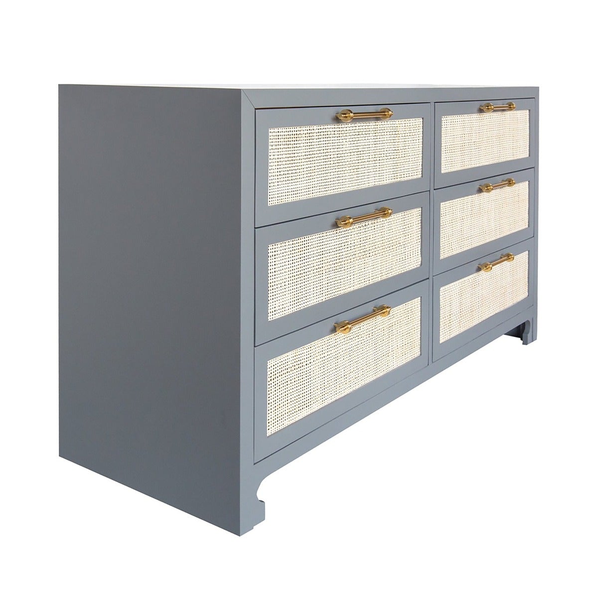 Astrid Chest Matte Grey Lacquer. Right angle view.