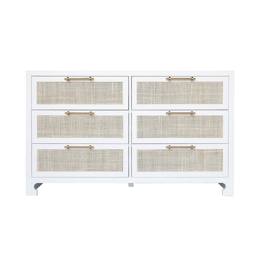Astrid Chest Matte White Lacquer. Front view.
