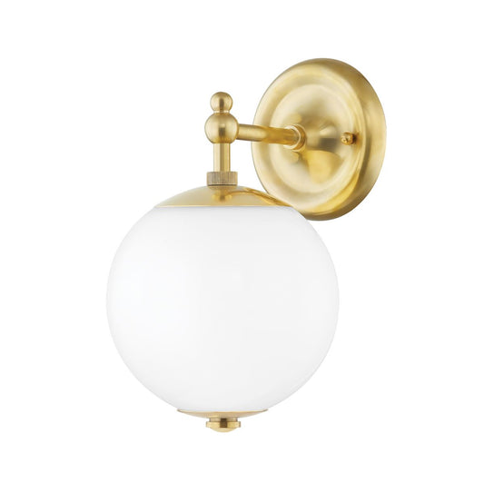 Audrey Sconce Aged Brass. Right angle view.