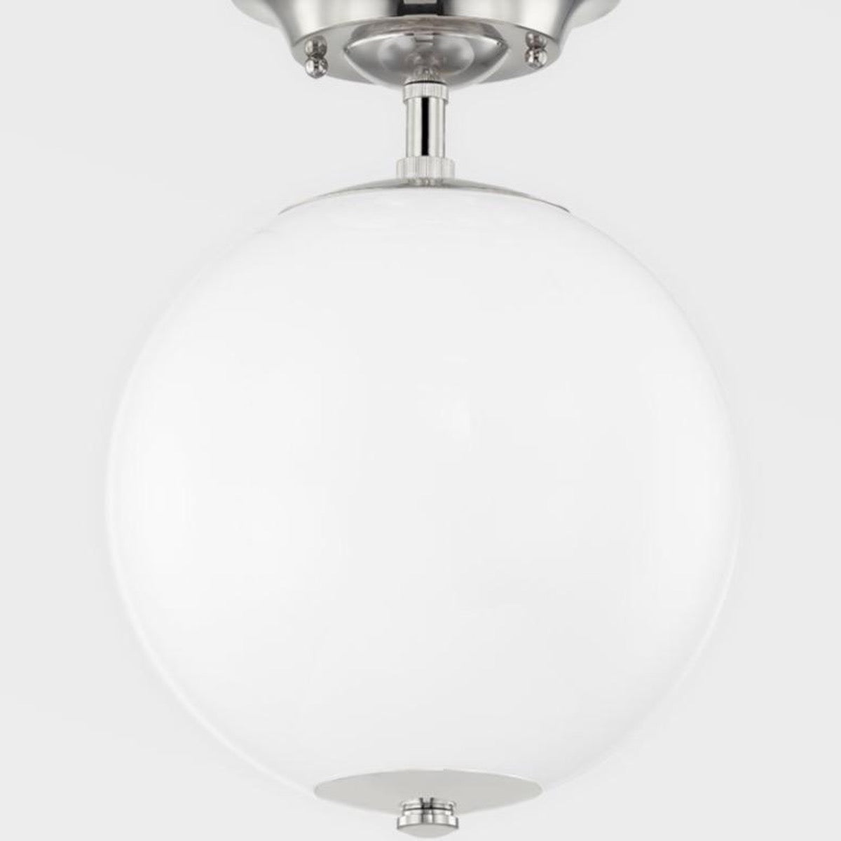 Audrey Semi-Flush Mount Polished Nickel. Front view.