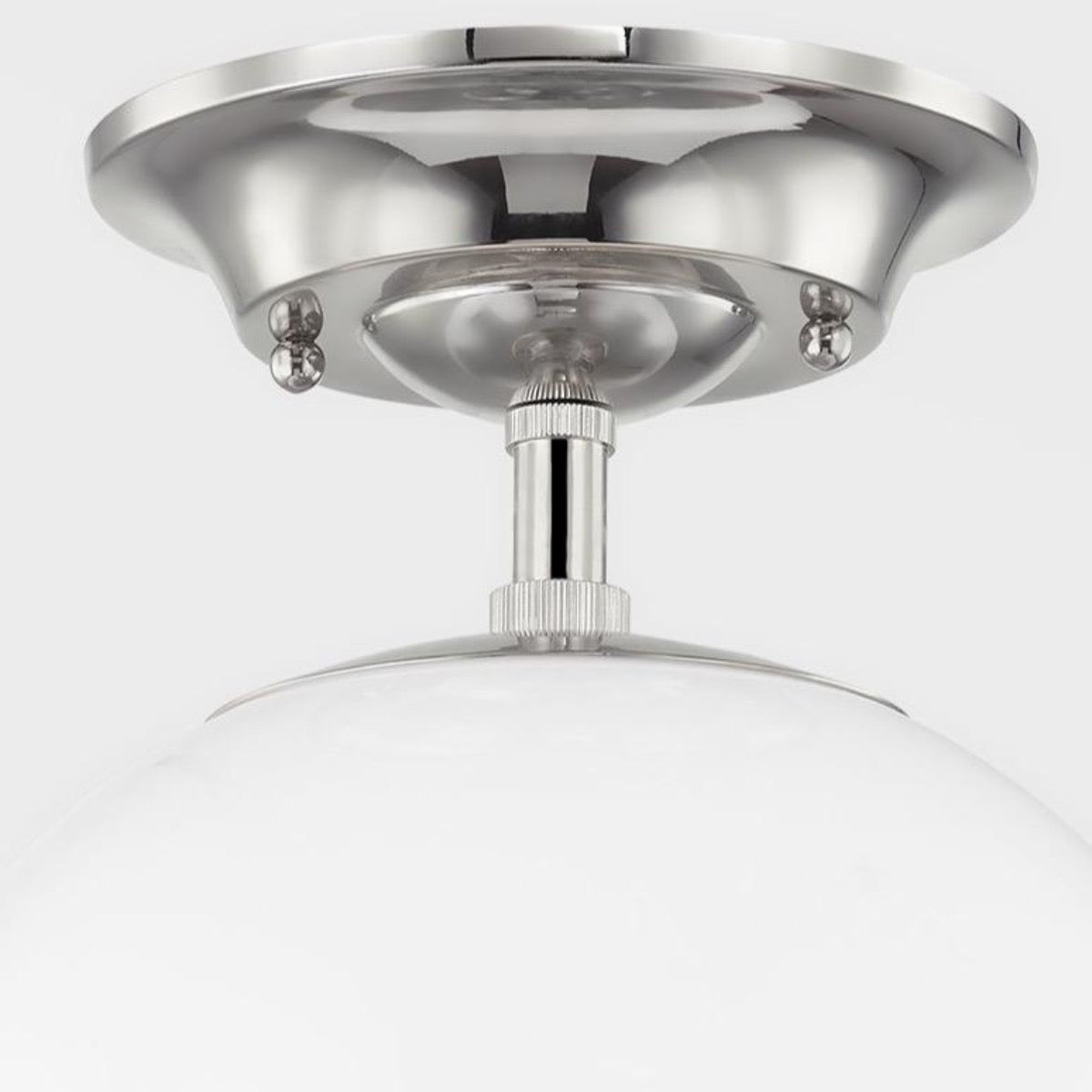 Audrey Semi-Flush Mount Polished Nickel mounting detail. Detail view.