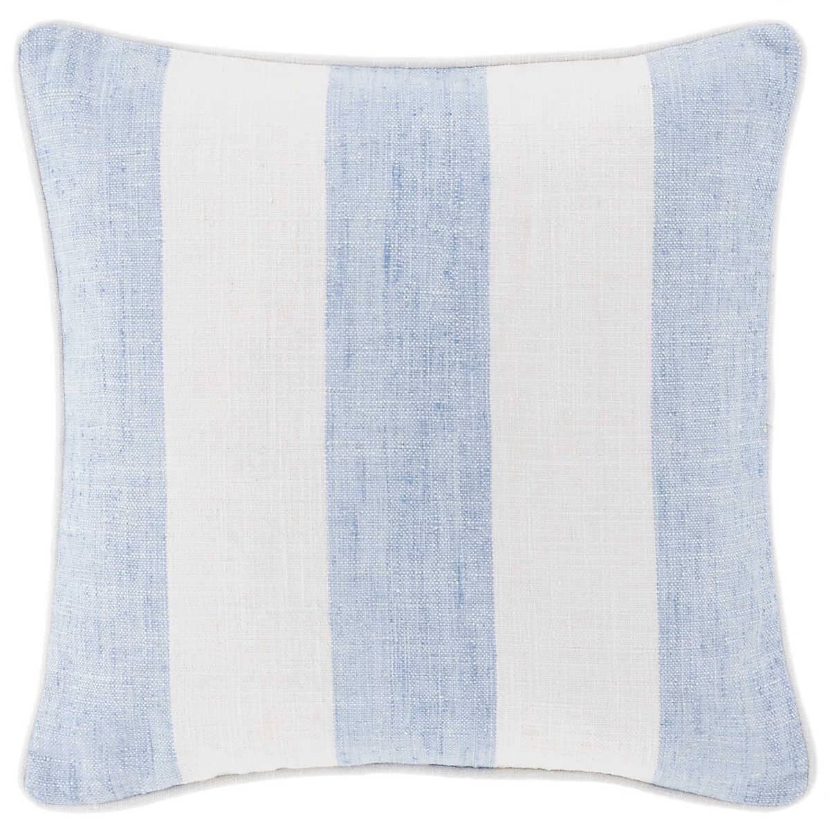 Awning Stripe French Blue Indoor/Outdoor Pillow with Insert Pillows
