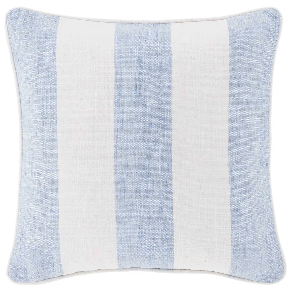 Awning Stripe French Blue Indoor/Outdoor Pillow with Insert Pillows 
