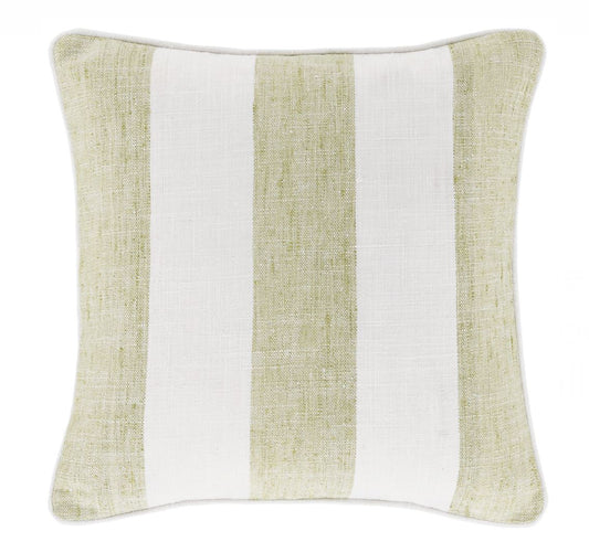 Awning Stripe Soft Green Indoor/Outdoor Pillow with Insert Pillows