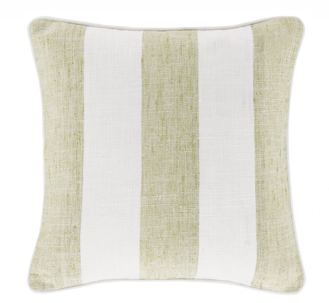 Awning Stripe Soft Green Indoor/Outdoor Pillow with Insert Pillows 