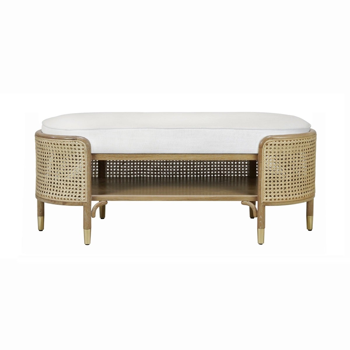 Bailey Bench Cerused Oak. Front view.