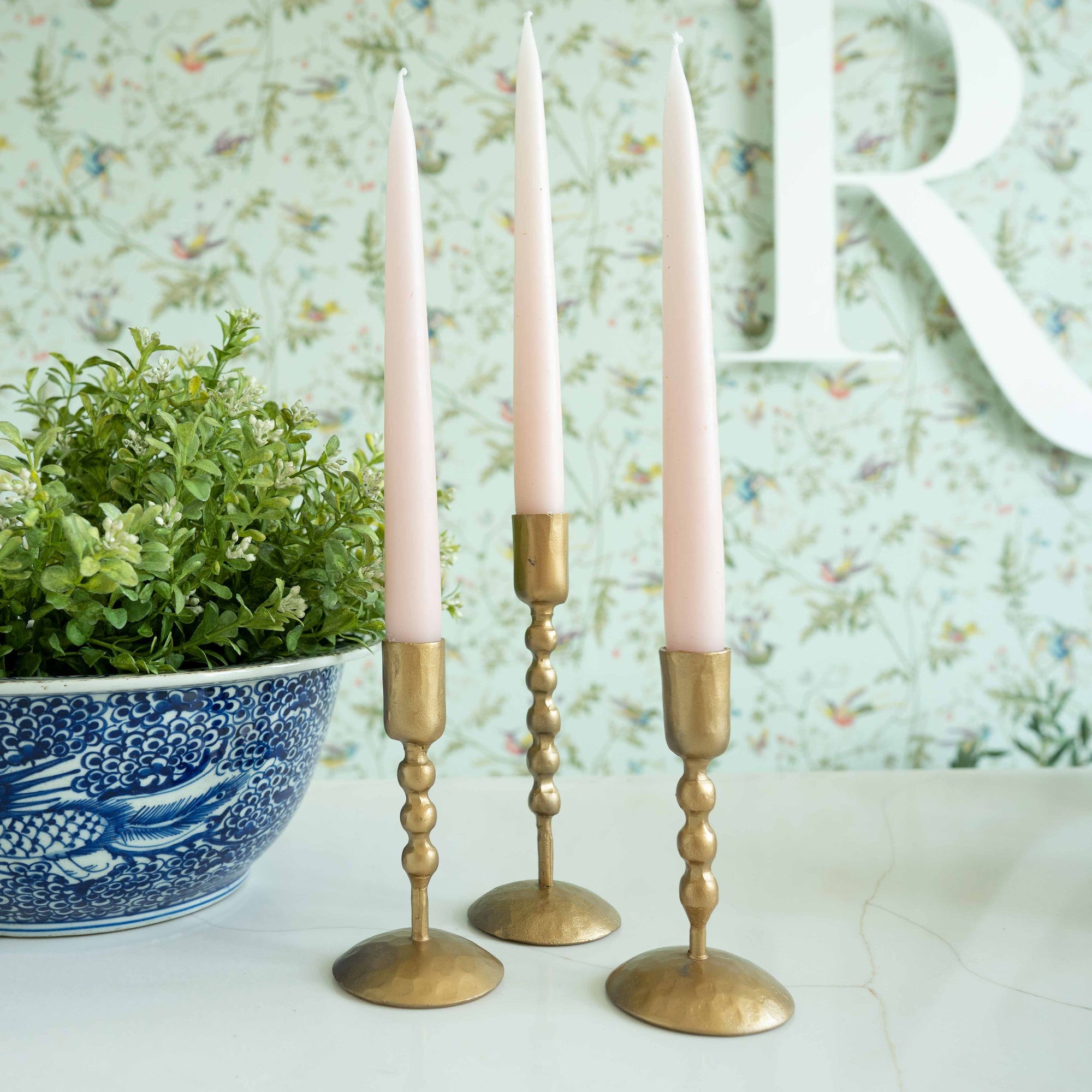 Beaded Brass Candlestick Holder Objects & Accents 
