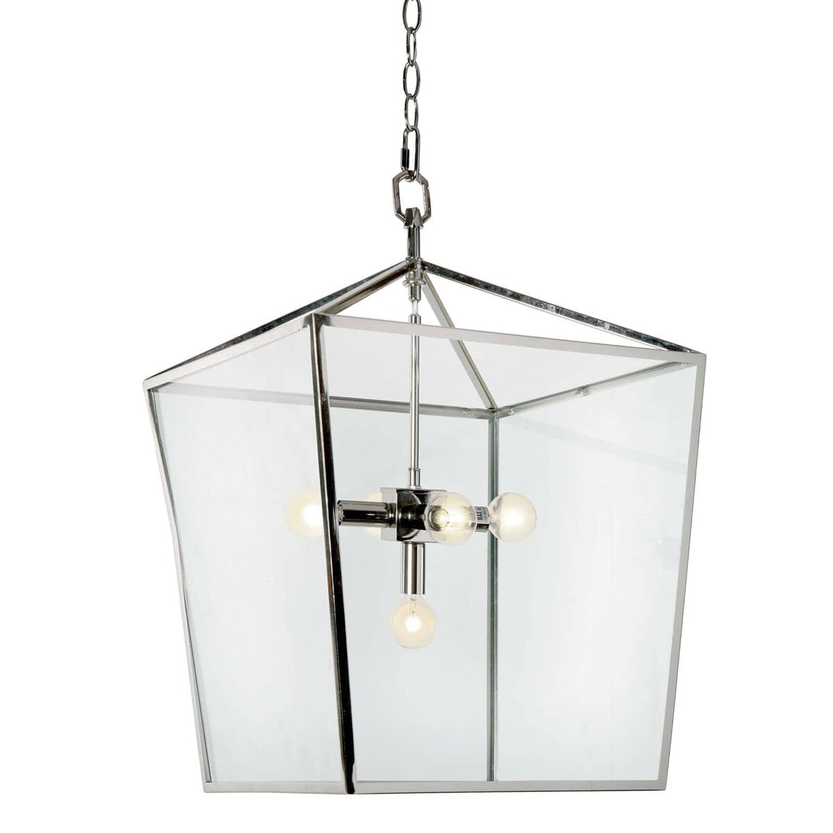 Beatrice Lantern Polished Nickel. Front view.