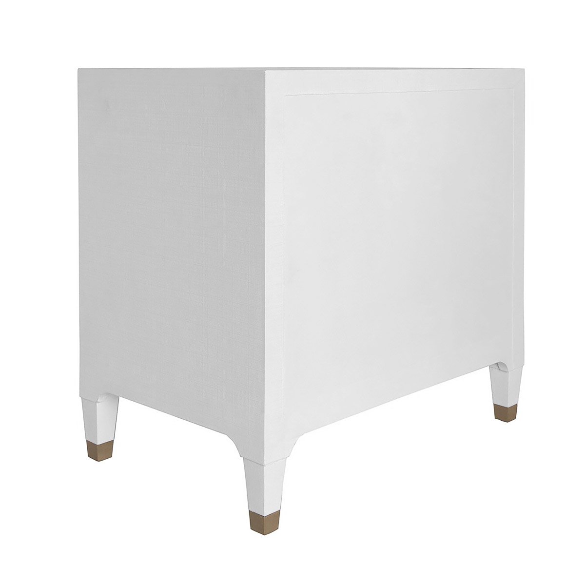 Bethany Dresser Lacquered White Linen. Back view.
