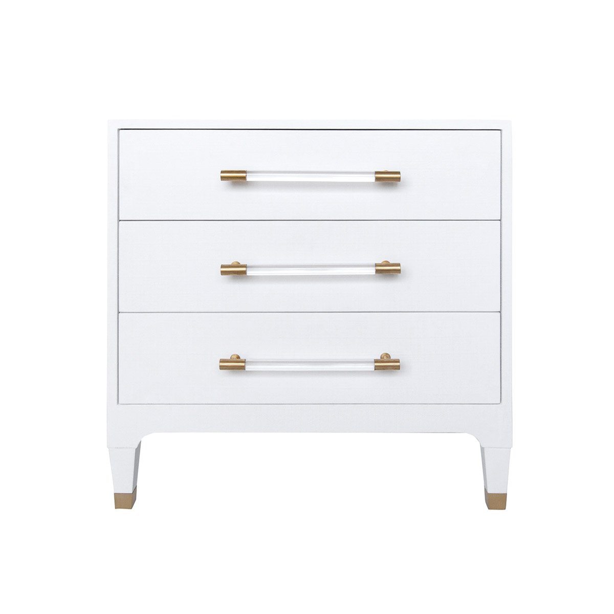 Bethany Dresser Lacquered White Linen. Front view.