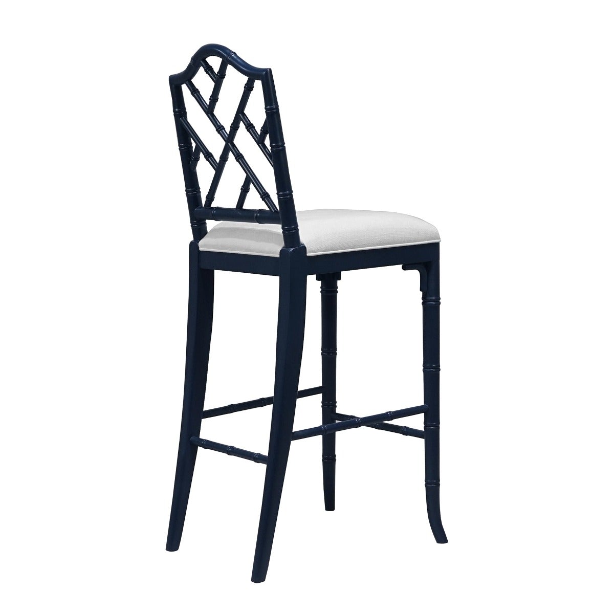 Chippendale Counter Stool Navy. Back view.