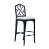 Chippendale Counter Stool Navy. Right angle view.