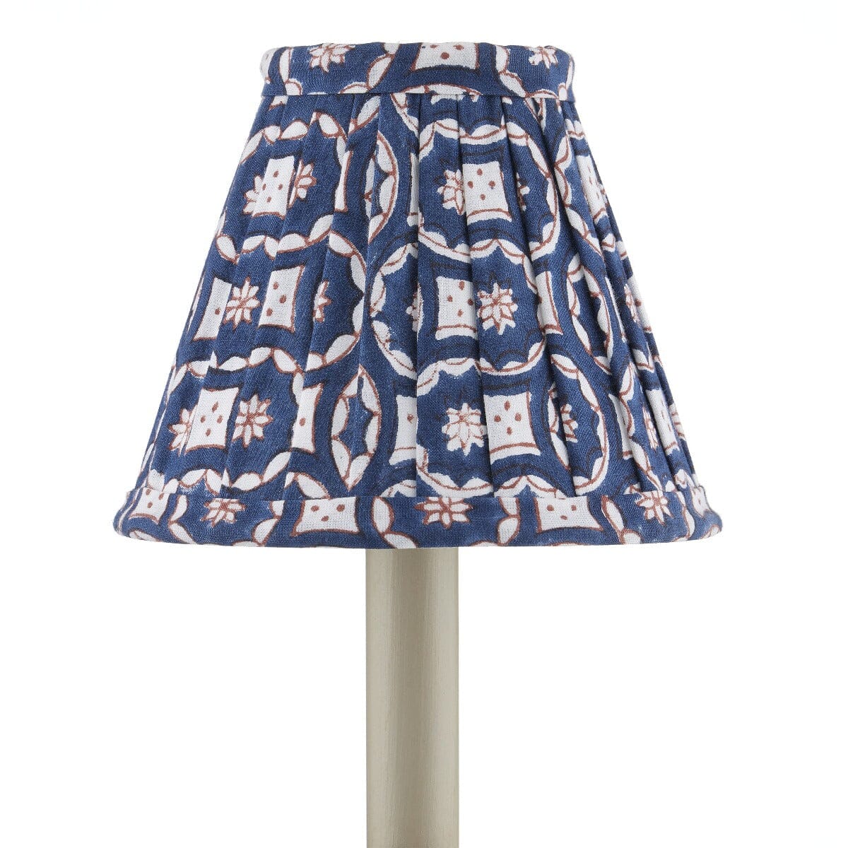 Block Print Pleated Chandelier Shade Navy Multi - Set of 2 Shades 