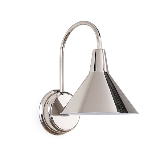 Blythe Sconce Polished Nickel. Right angle view.