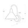 Blythe Sconce with dimensions. Dimension view.