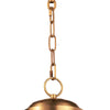 Globe Pendant chain Natural Brass. Front view.