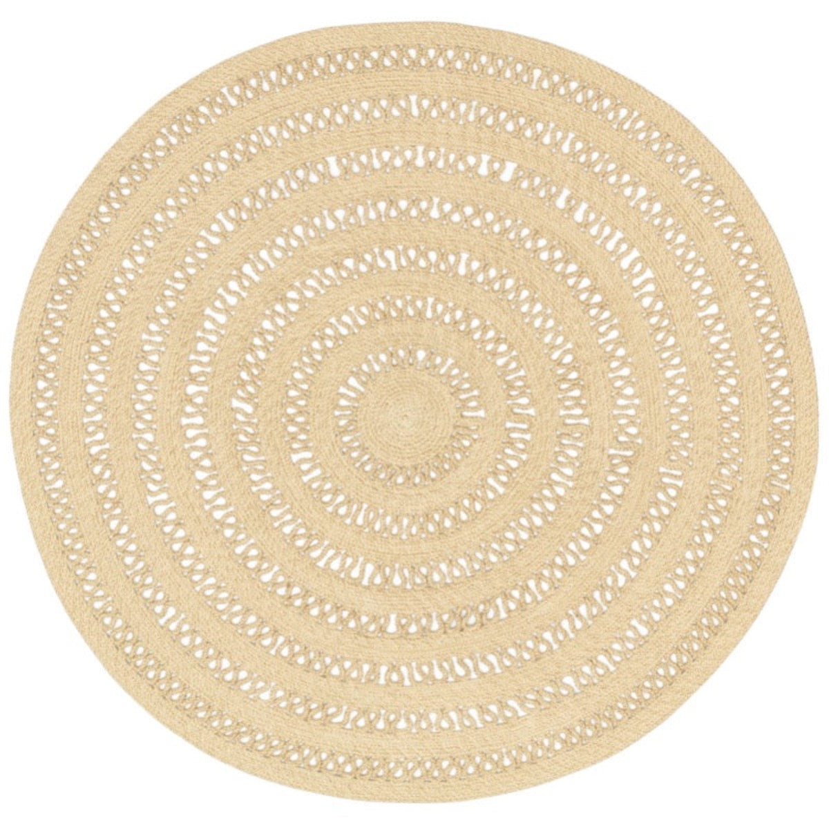 Bowline Natural Indoor/Outdoor Round Rug. Top view.