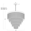 Waterfall Chandelier with dimensions. Dimension view.