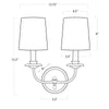 Fisher Double Sconce with dimensions. Dimension view.