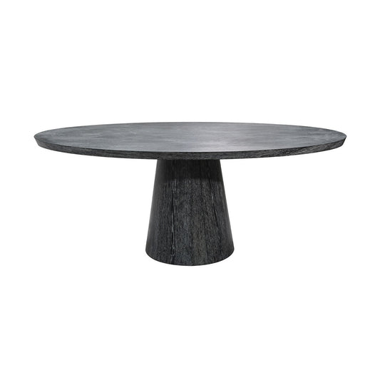 Bristow Oval Dining Table Black Cerused Oak. Front view.