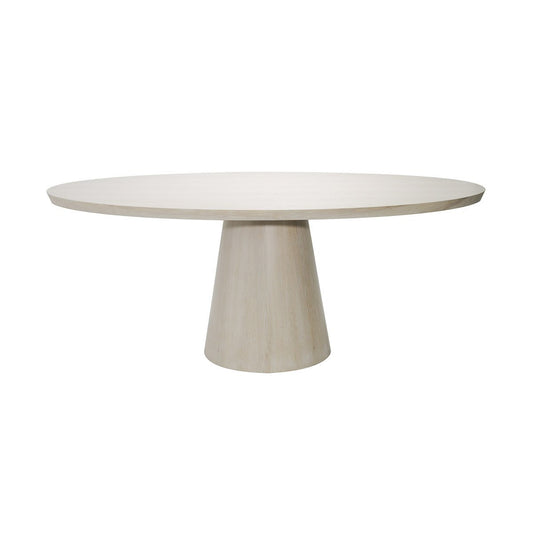 Bristow Oval Dining Table Cerused Oak. Front view.