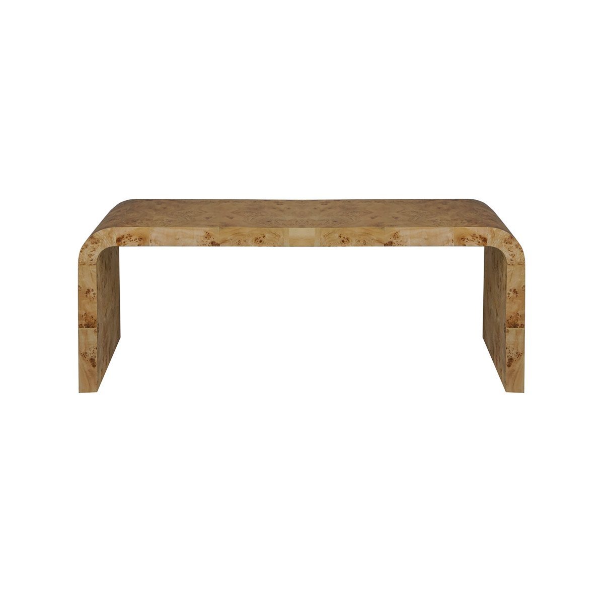 Burl Wood Coffee Table Matte Burl Wood. Front view.
