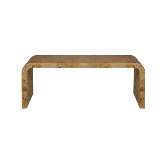 Burl Wood Coffee Table Matte Burl Wood. Front view.
