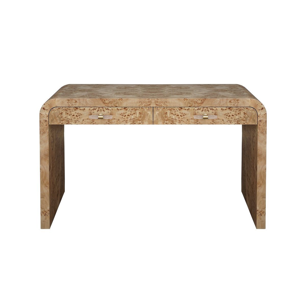 Burl Wood Desk Matte Burl Wood | Acrylic. Front view.