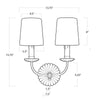 Carson Double Sconce with dimensions. Dimension view.