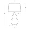 Claire Ceramic Table Lamp with dimensions. Dimension view.