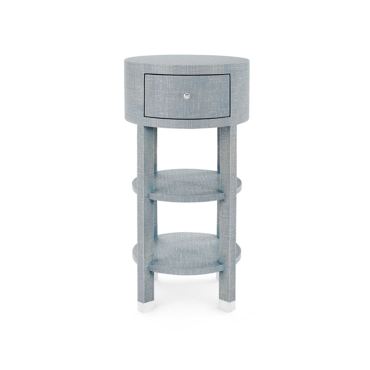 Claudette Round Side Table Gray and Brass 