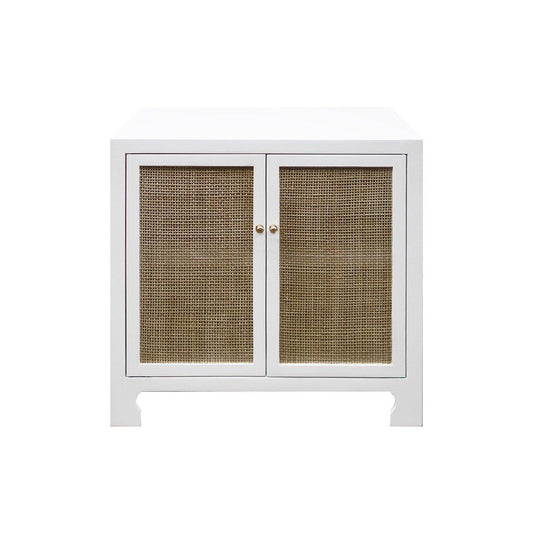 Colette Occasional Cabinet Matte White Lacquer. Front view.