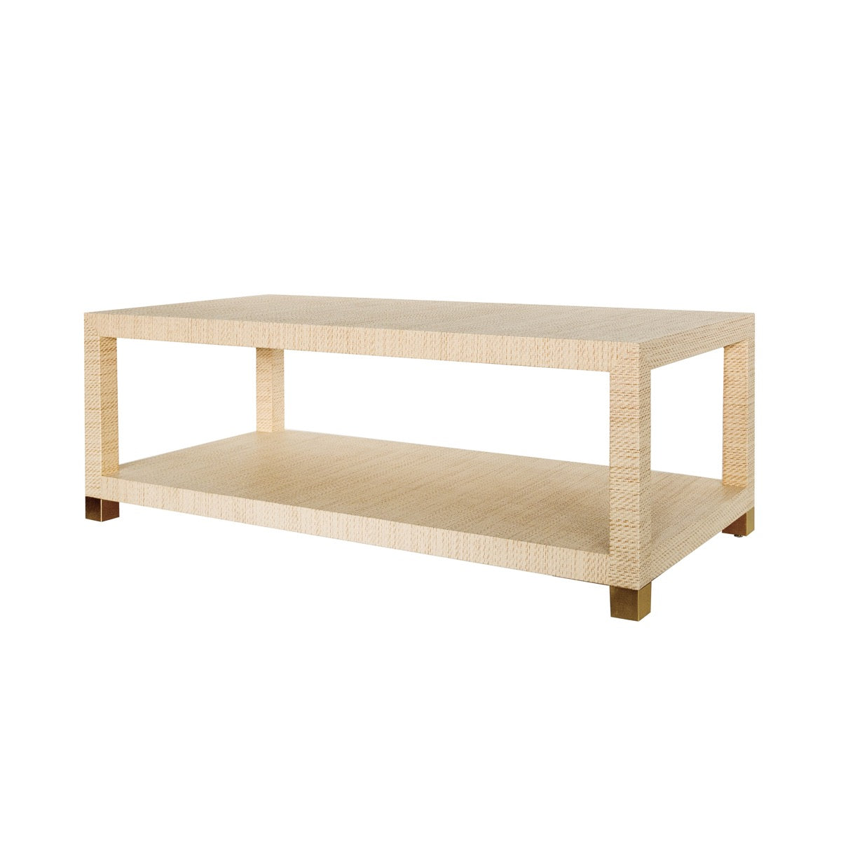 Charleston Coffee Table Natural Grasscloth. Left angle view.