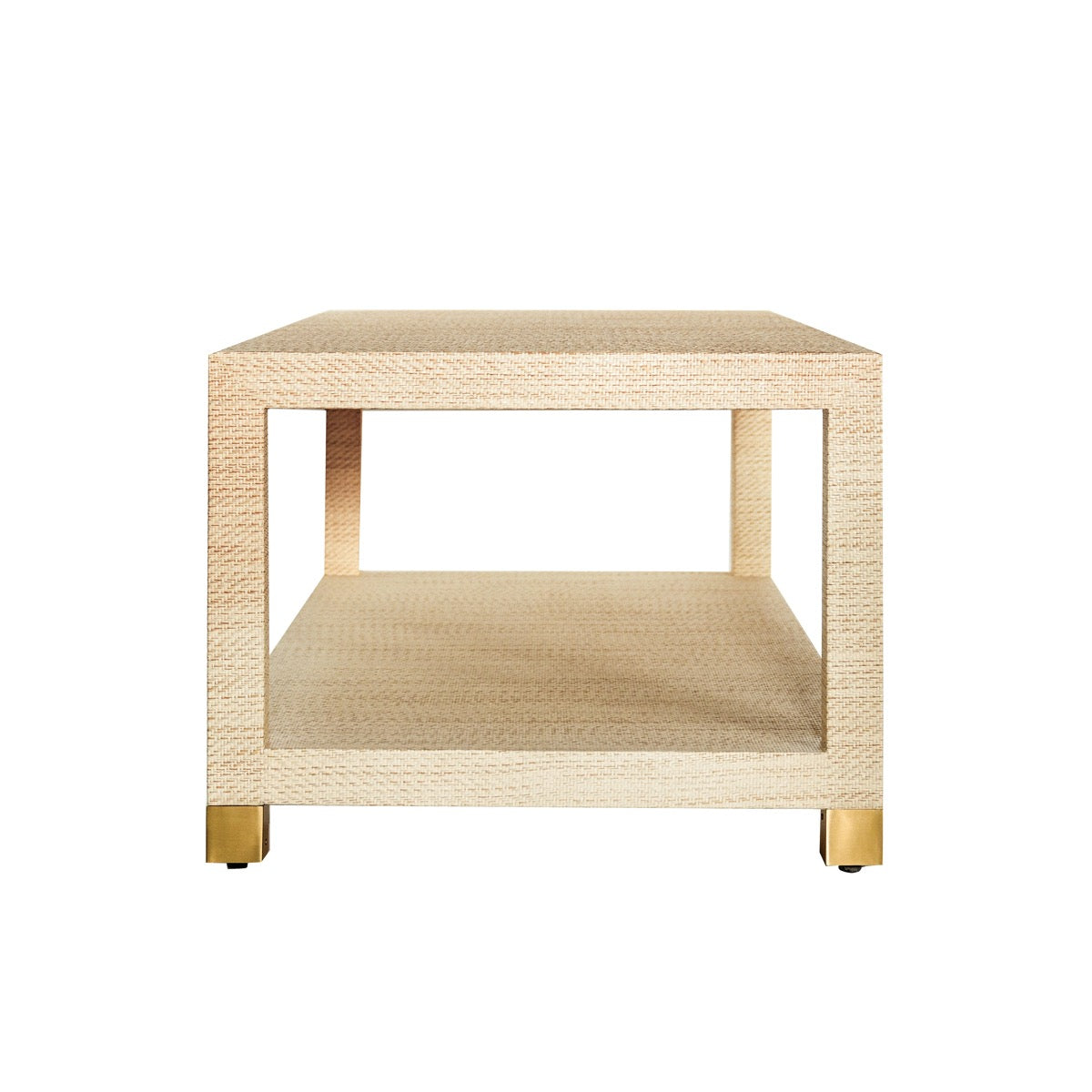 Charleston Coffee Table Natural Grasscloth. Side view.