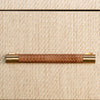 Charleston Side Table - 1 Drawer handle Natural Grasscloth. Close-up detail view.
