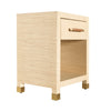 Charleston Side Table - 1 Drawer Natural Grasscloth. Right angle view.