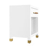 Charleston Side Table - 1 Drawer Matte White Lacquer. Right angle view.