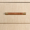 Charleston Side Table - 2 Drawer handle Natural Grasscloth. Close-up detail view.