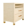 Charleston Side Table - 2 Drawer Natural Grasscloth. Right angle view.