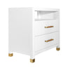 Charleston Side Table - 2 Drawer Matte White Lacquer. Right angle view.
