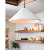 Billie Concrete Pendant - Large styled in a kitchen with open shelving. Styled view.