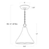 Billie Concrete Pendant - Small with dimensions. Dimension view.