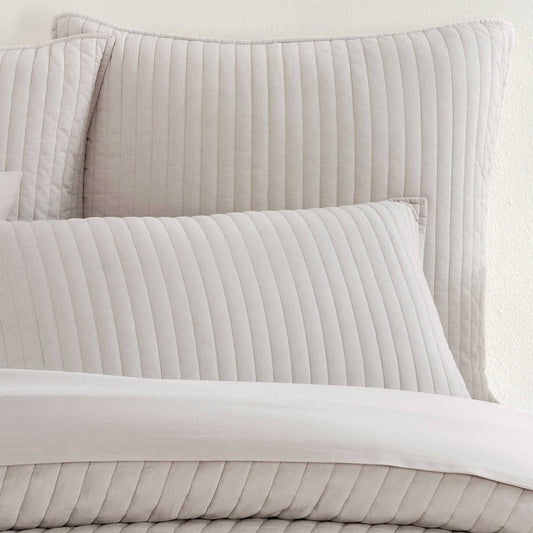 Cozy Cotton Dove Grey Quilted Sham Pillowcases & Shams