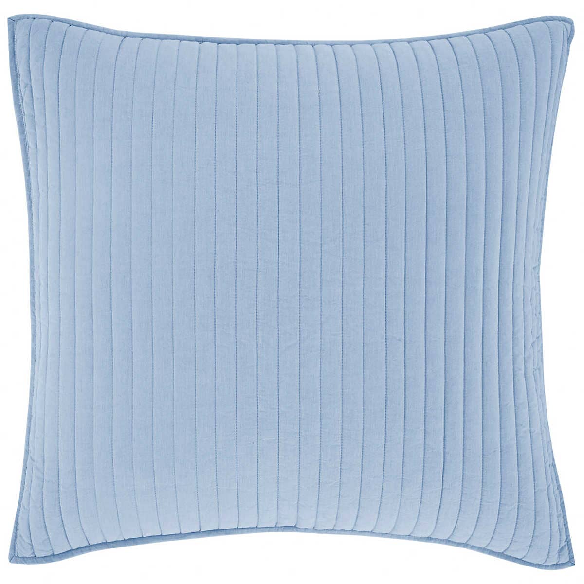 Cozy Cotton French Blue Quilted Sham Pillowcases & Shams Euro
