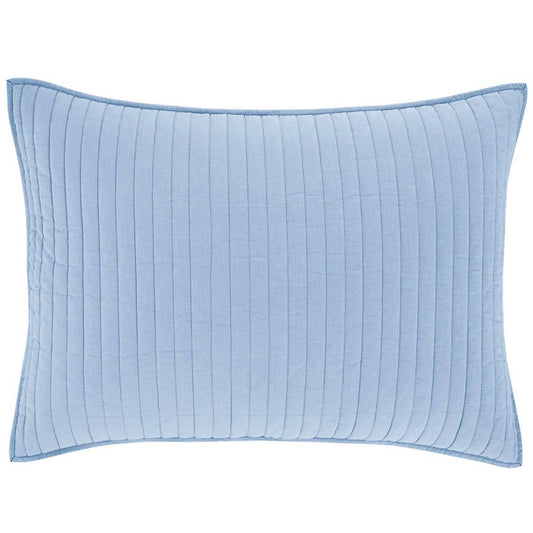 Cozy Cotton French Blue Quilted Sham Pillowcases & Shams Standard