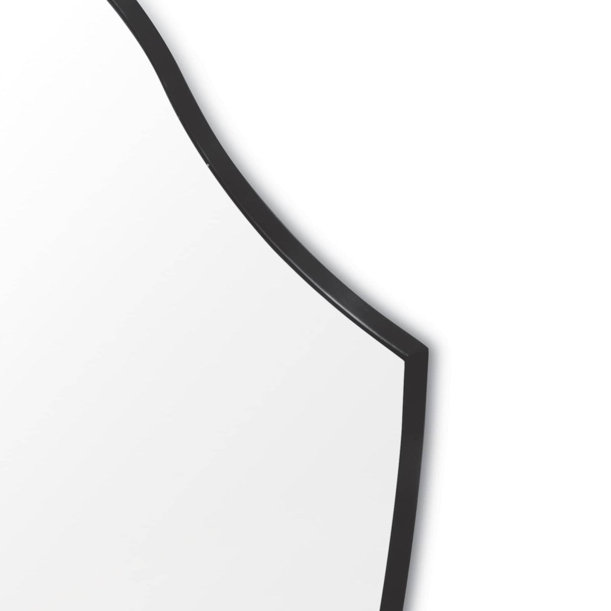Crest Mirror Natural top right corner Steel. Detail view.